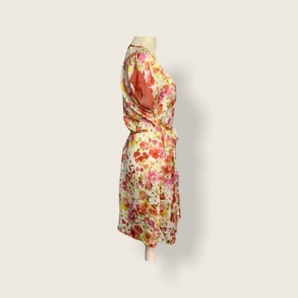 Vintage Y2K Oscar de la Renta Pink Label Chiffon Floral Robe XL - Picture 2 of 8